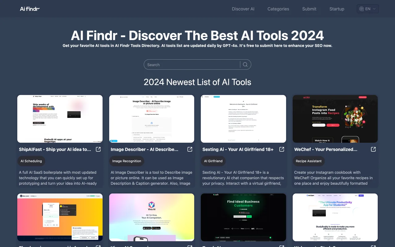 AI Findr homepage