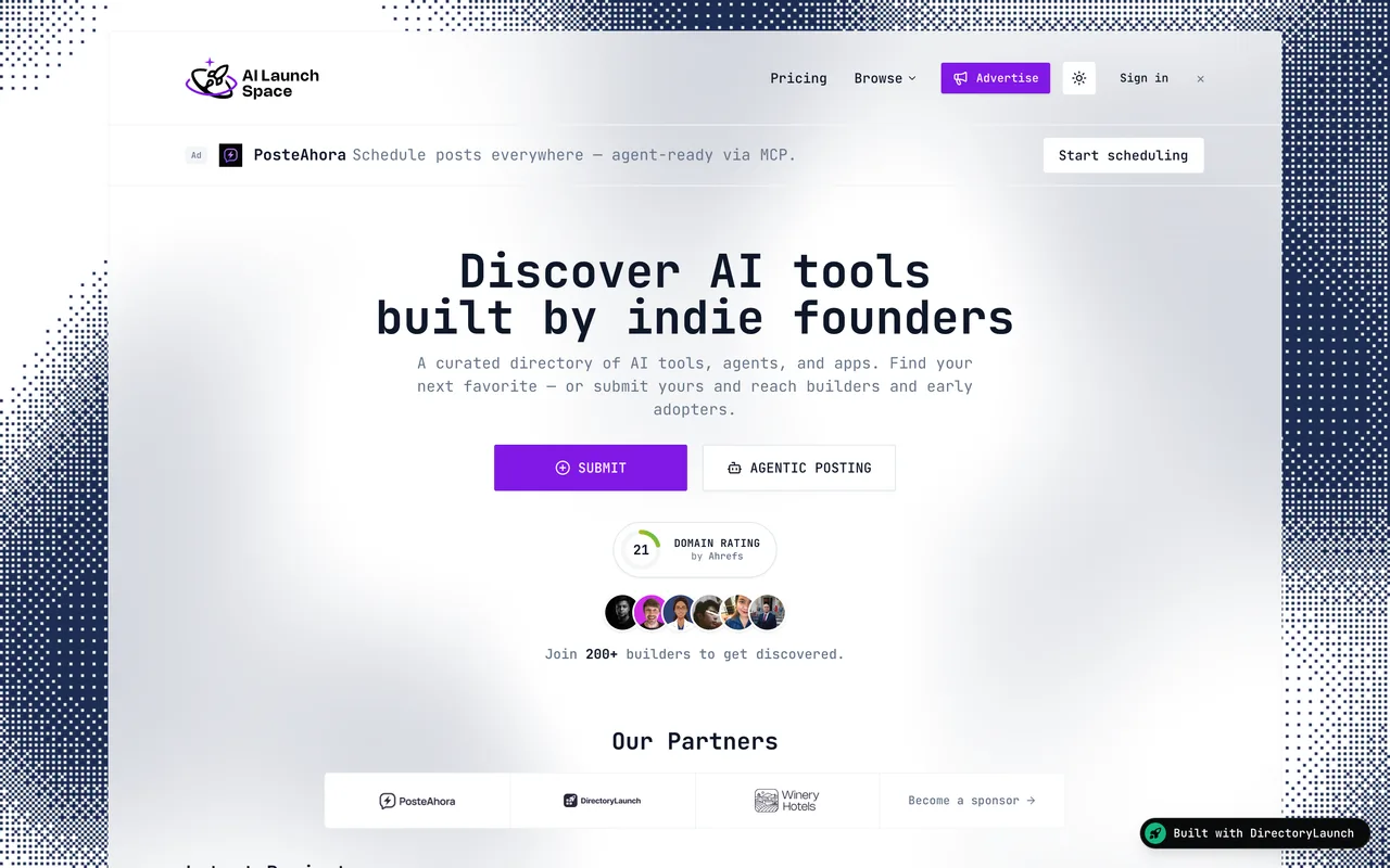 AI Launch Space homepage
