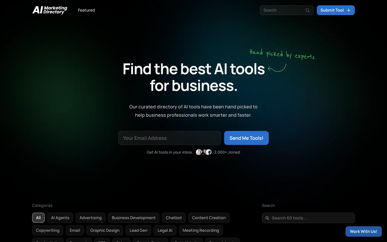 AI Marketing Directory homepage