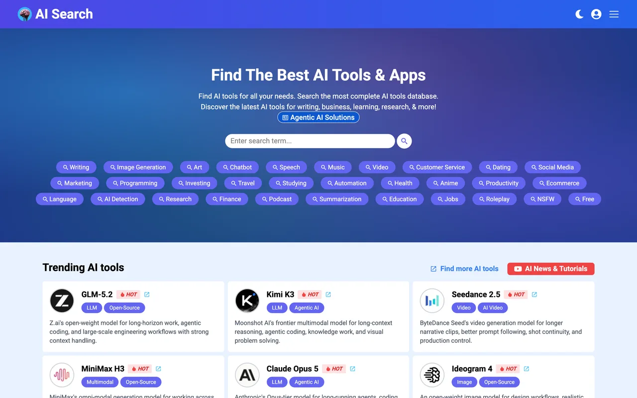 AI Search homepage