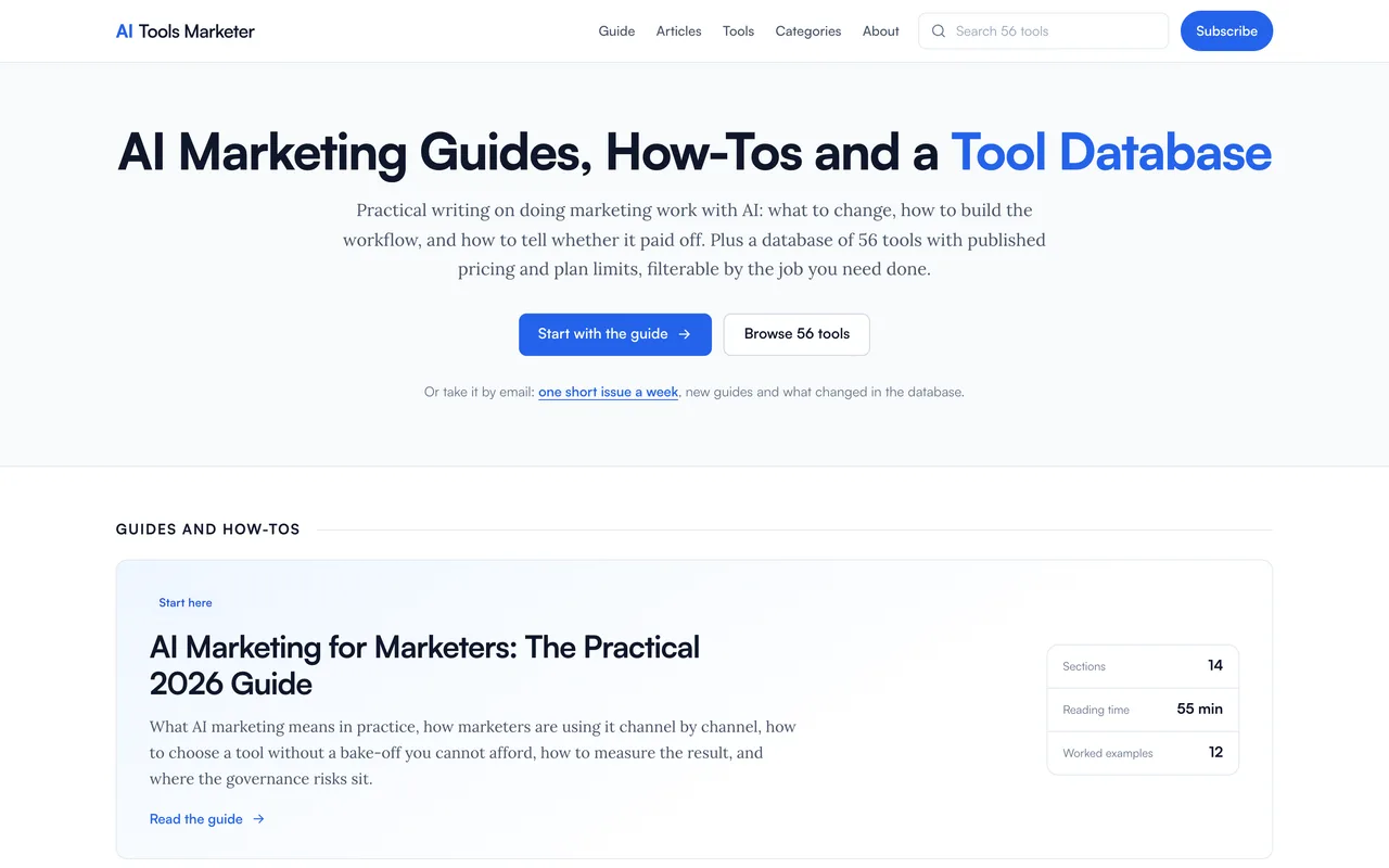 AI Tools Marketer homepage