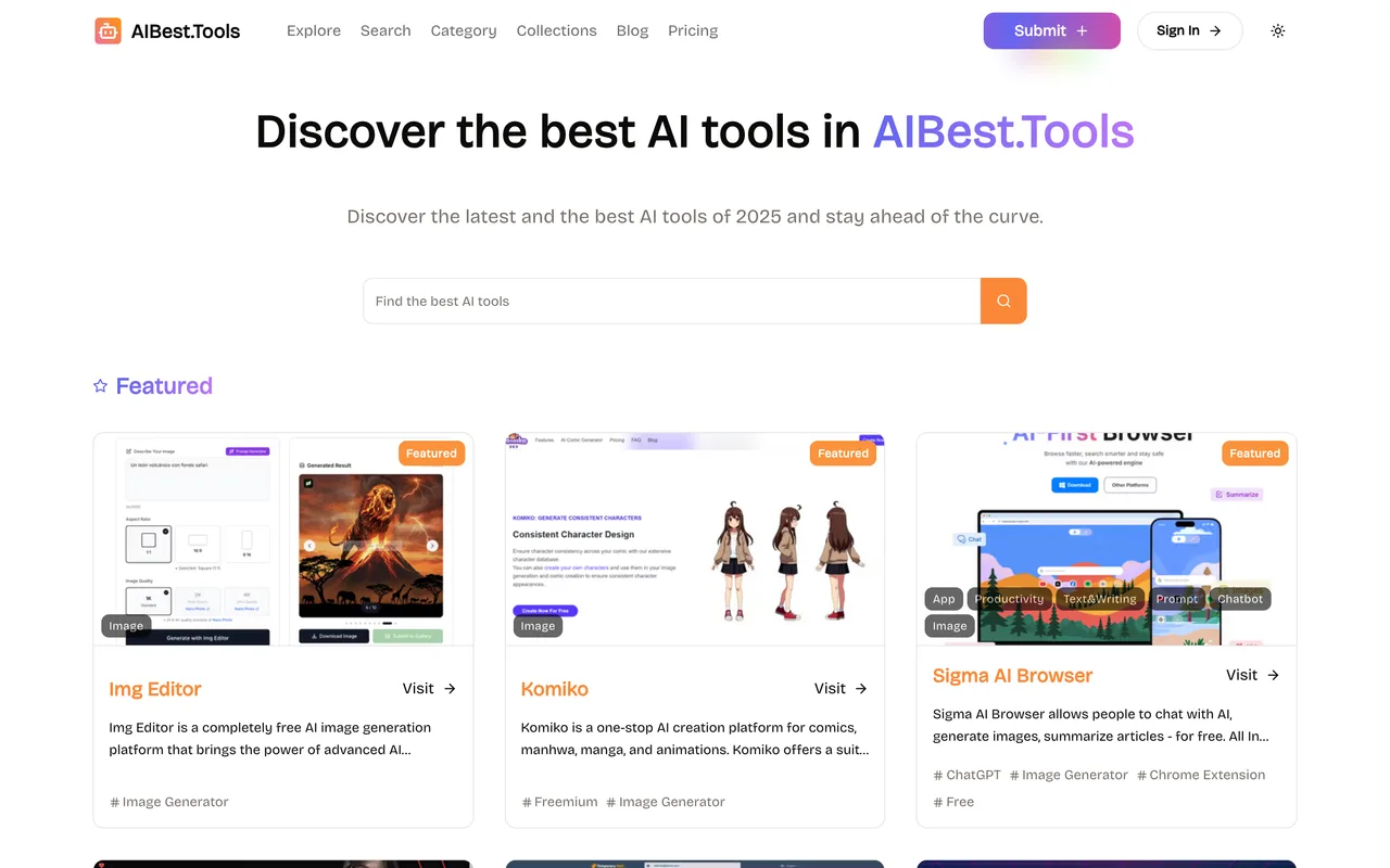 AIBest.Tools homepage