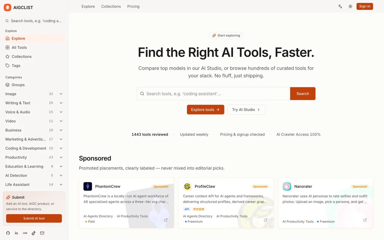 AIGCLIST homepage