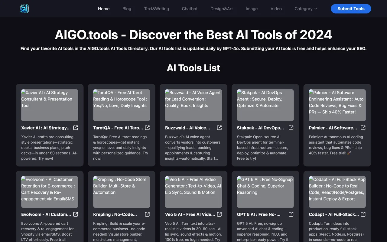 AIGO.tools homepage