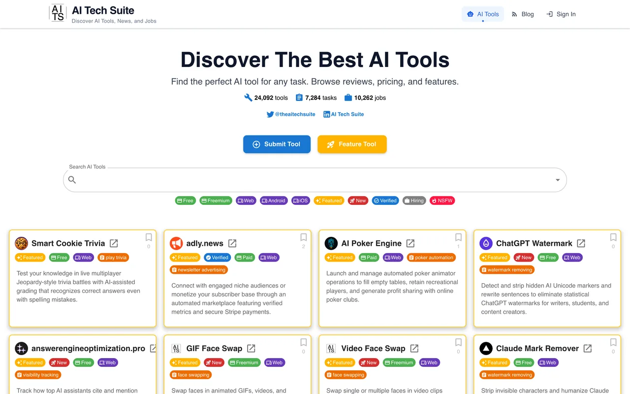 AI Tech Suite homepage