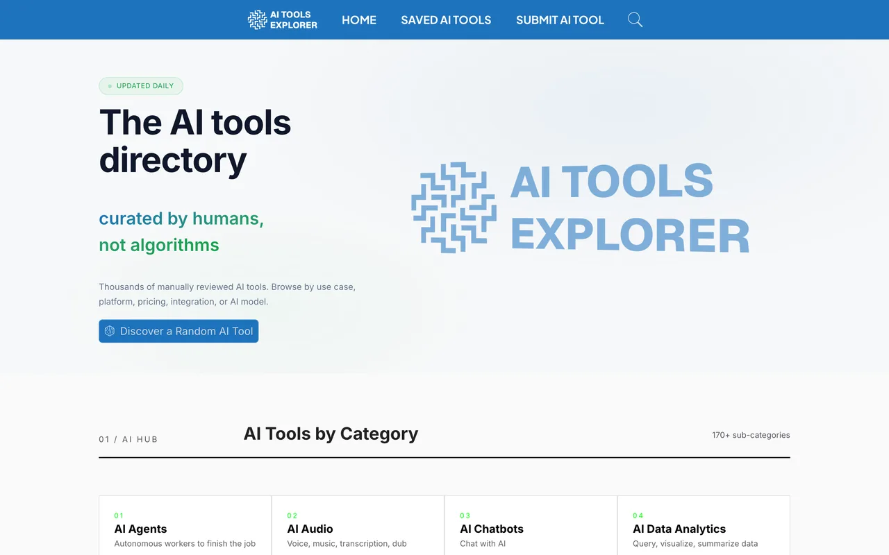 AI Tools Explorer homepage