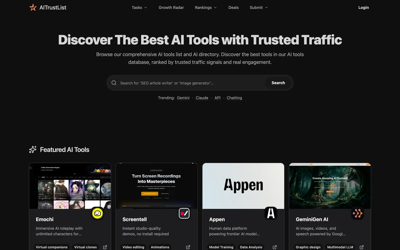 AITrustList homepage