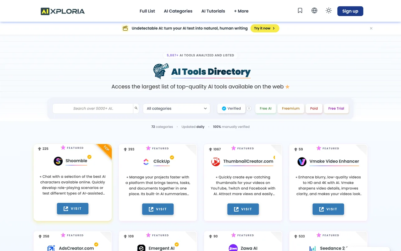 AIxploria homepage