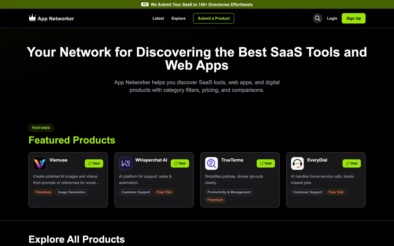 App Networker homepage
