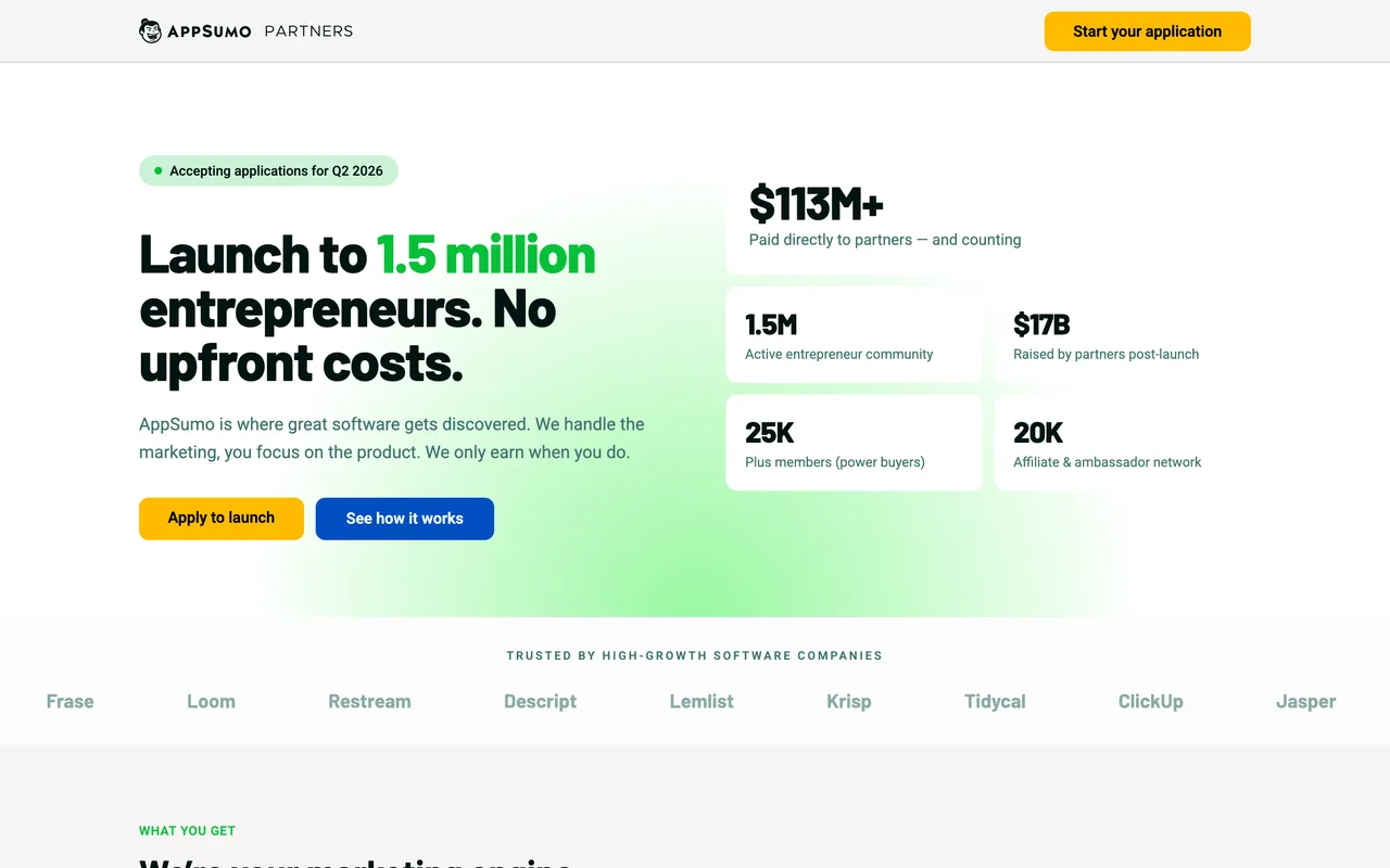 AppSumo homepage