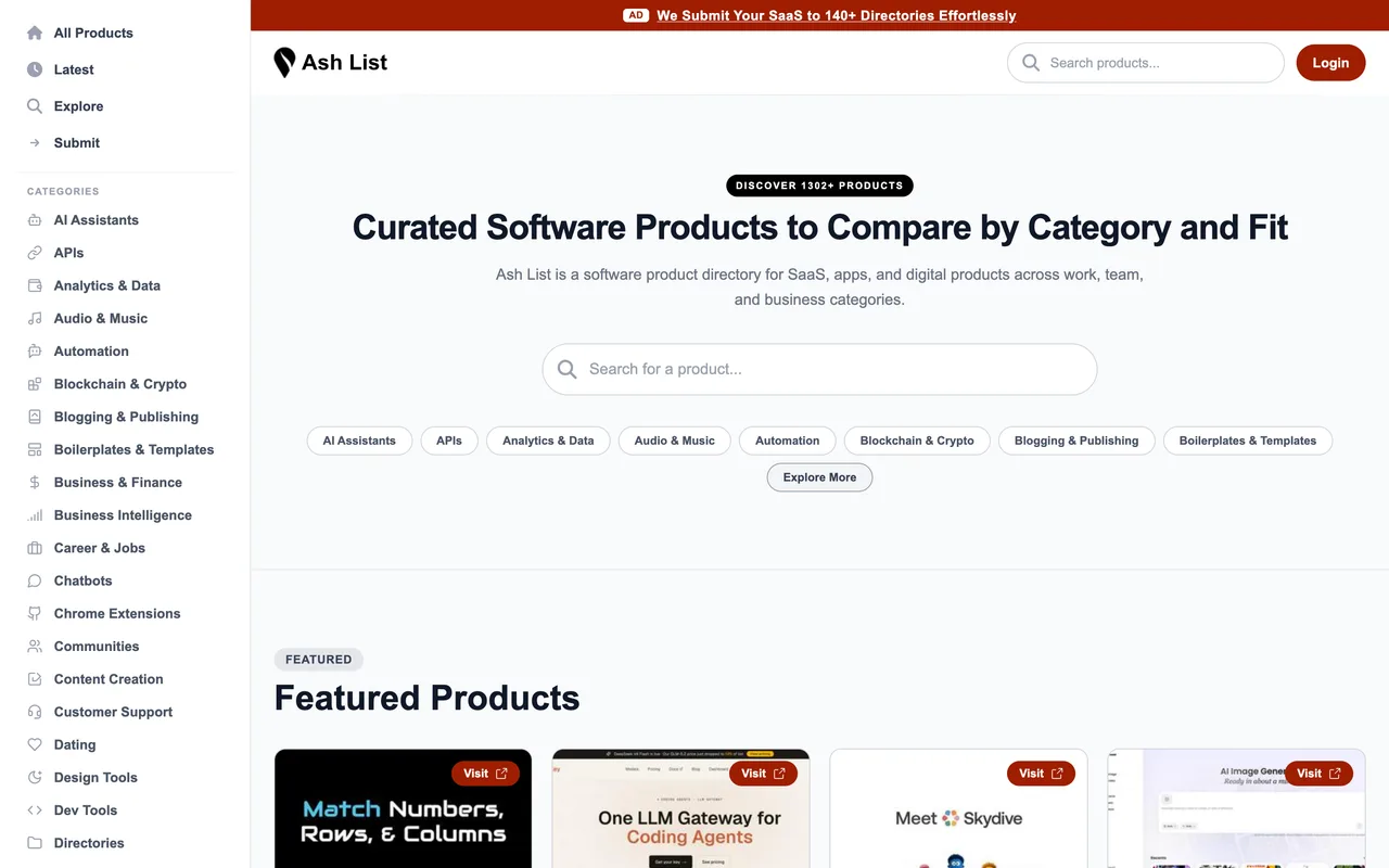 Ash List homepage