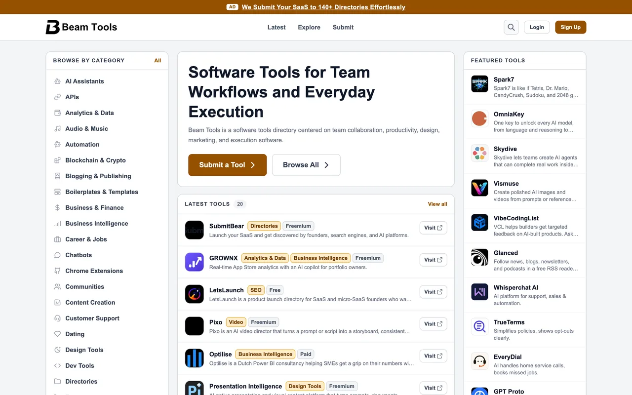 Beam Tools homepage