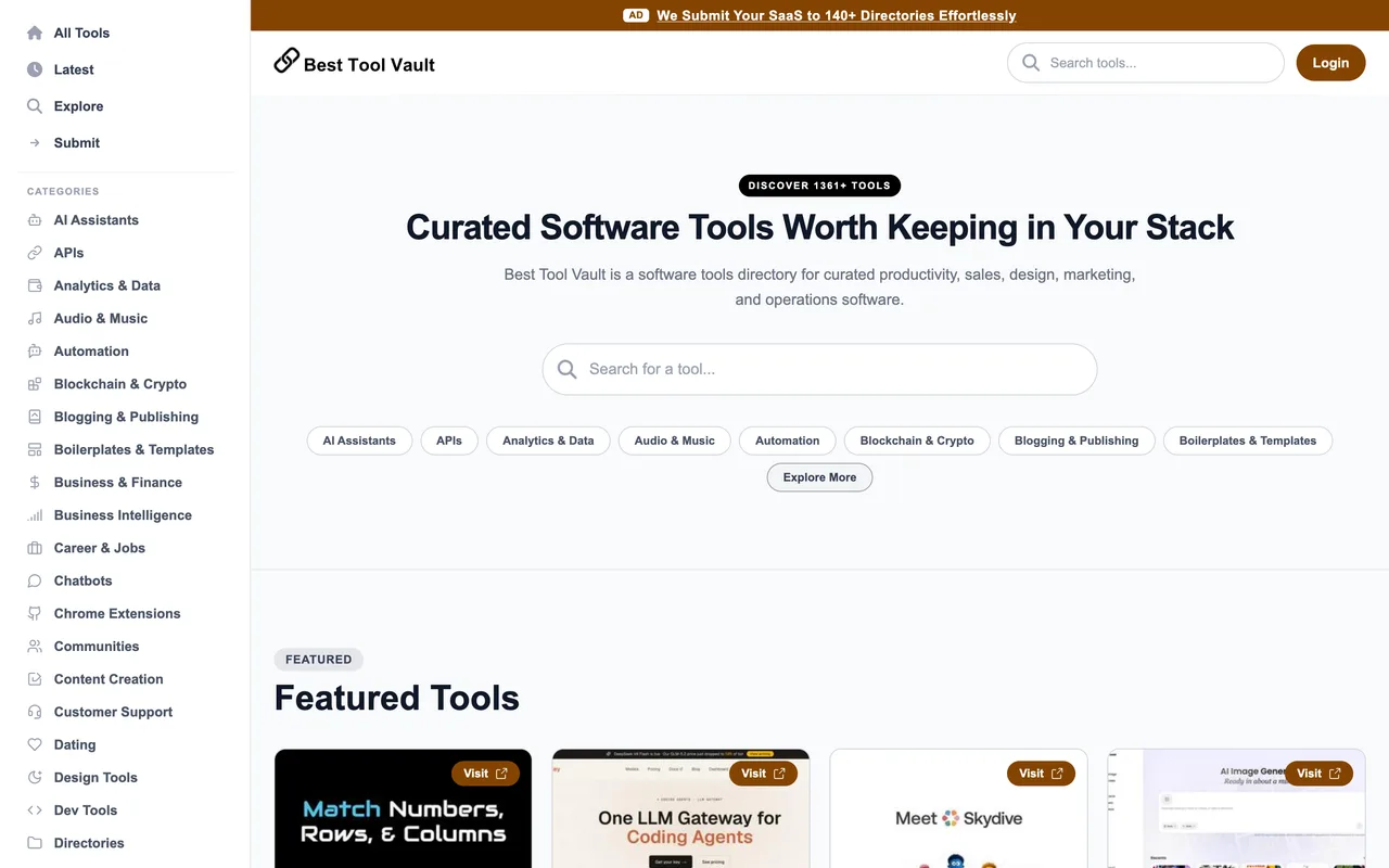 Best Tool Vault homepage