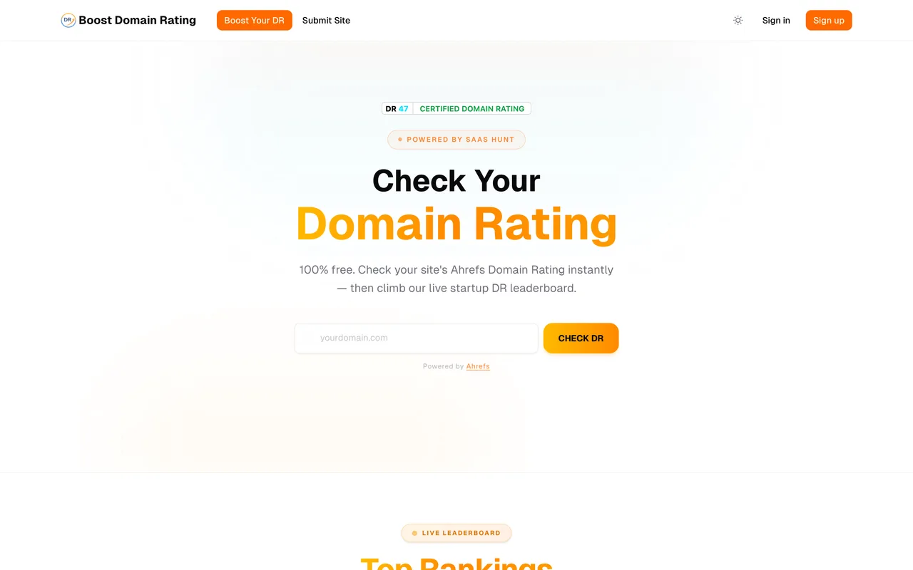 Boost Domain Rating homepage