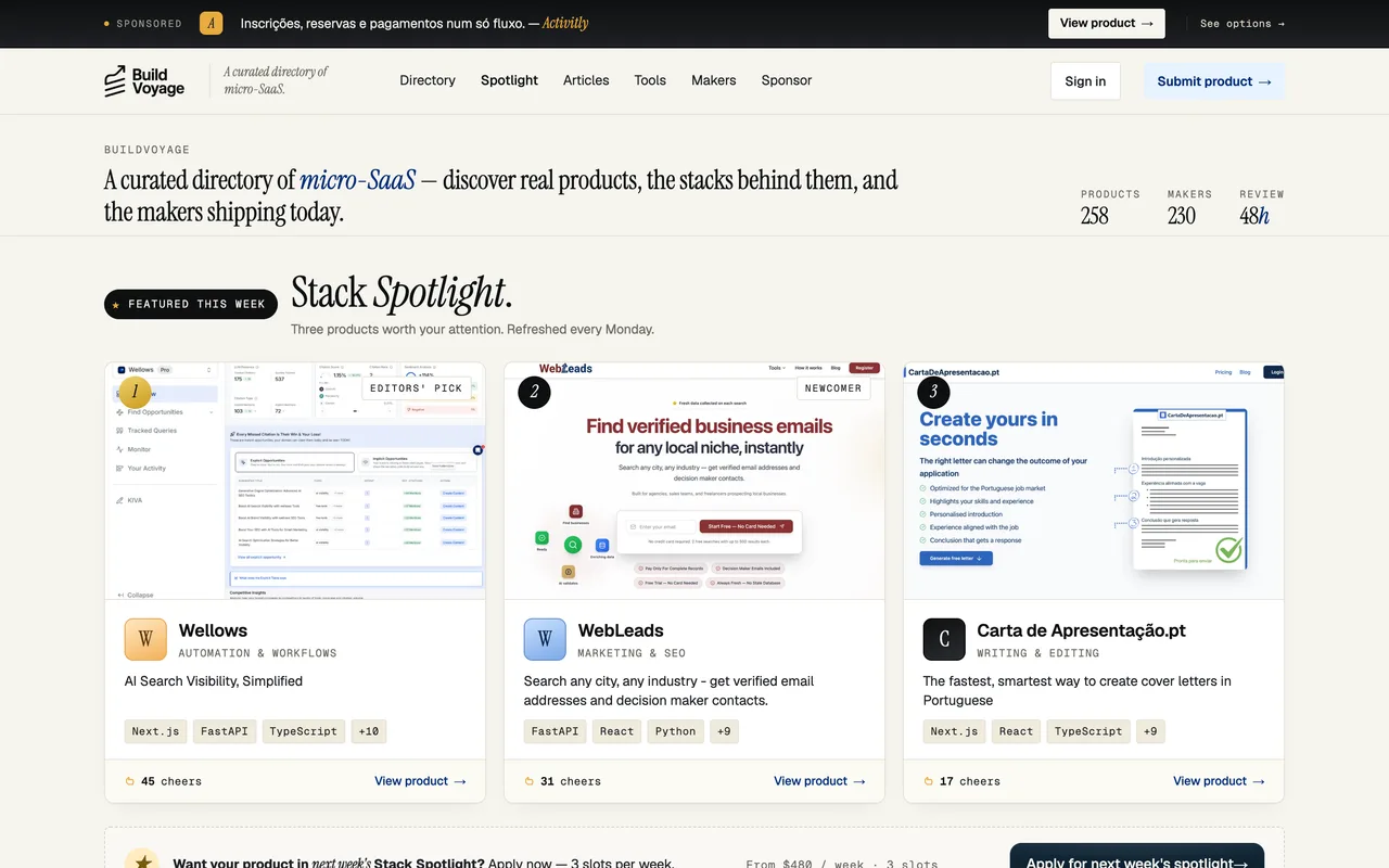 BuildVoyage homepage