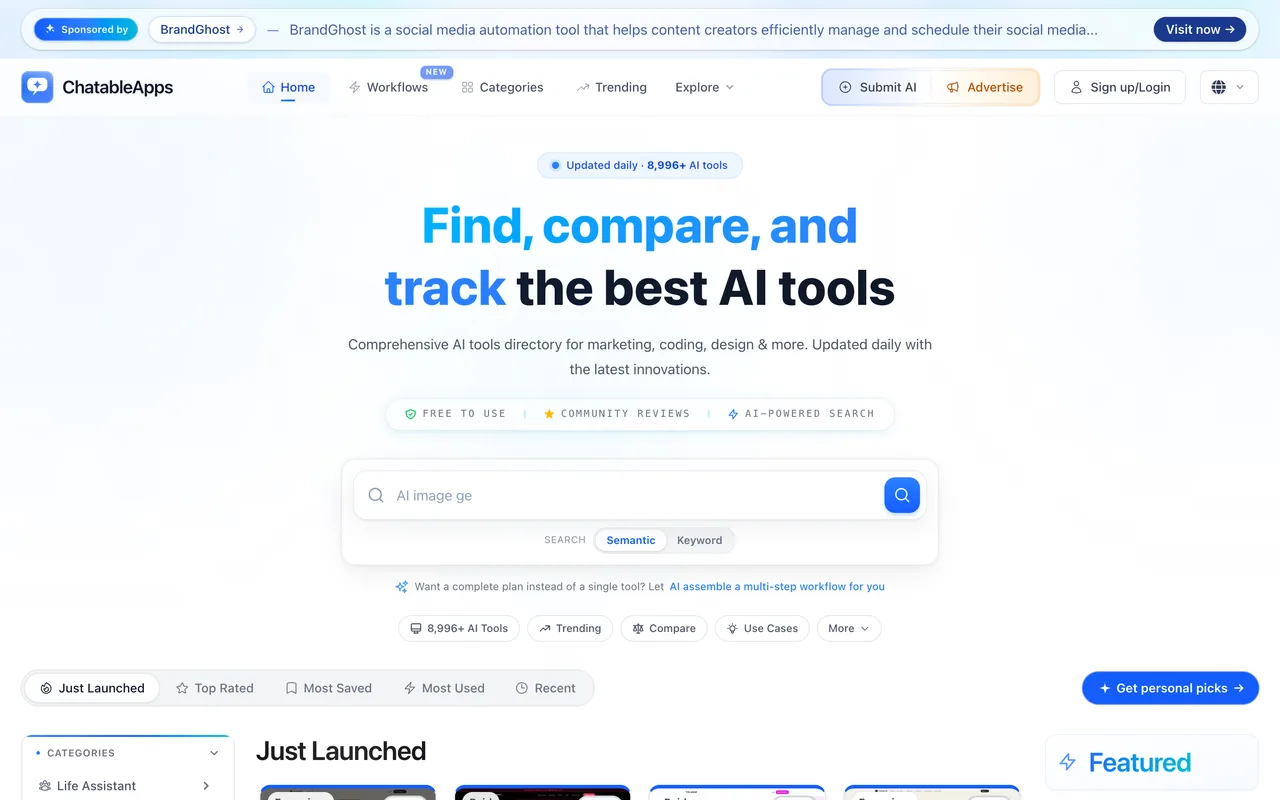 ChatableApps homepage