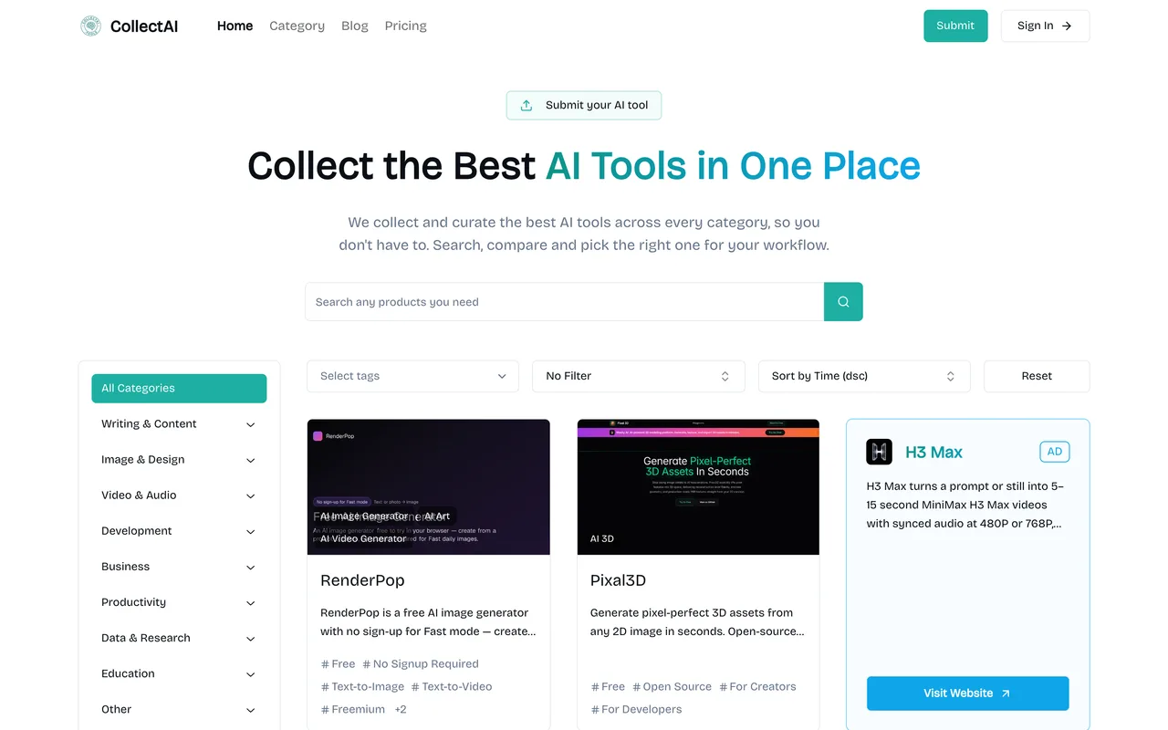 CollectAI homepage