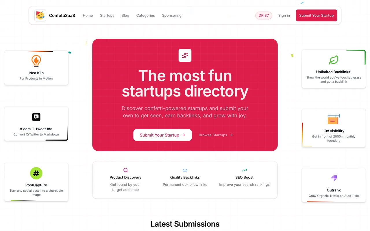 ConfettiSaaS homepage