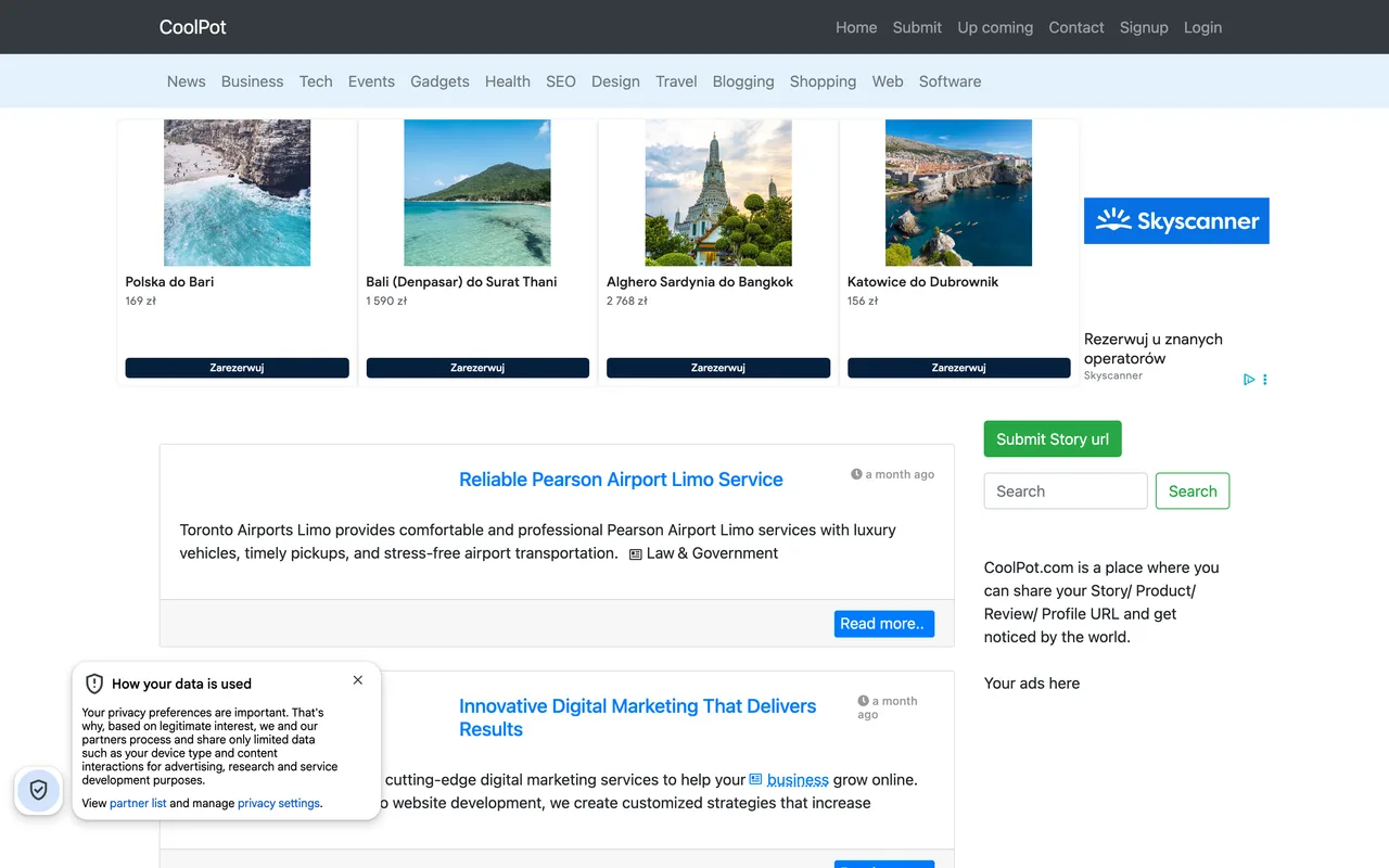 CoolPot homepage