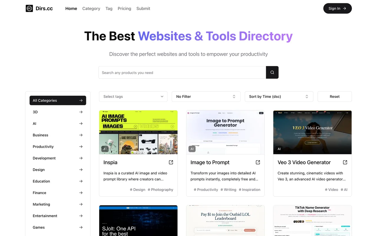 Dirs.cc homepage
