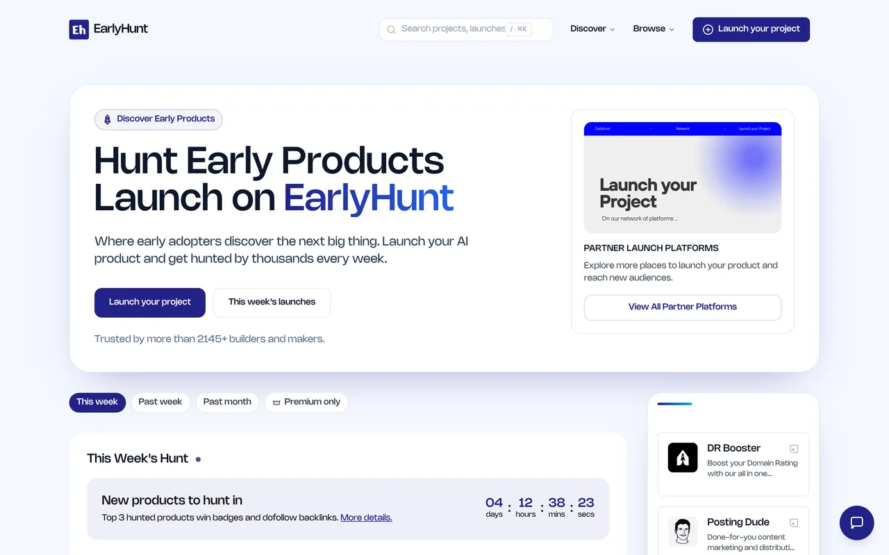 EarlyHunt homepage