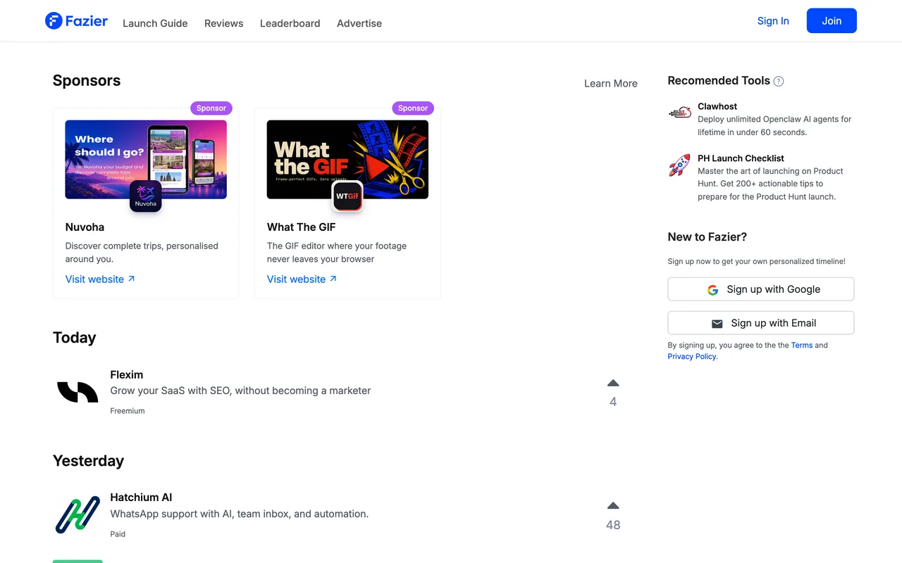 Fazier homepage