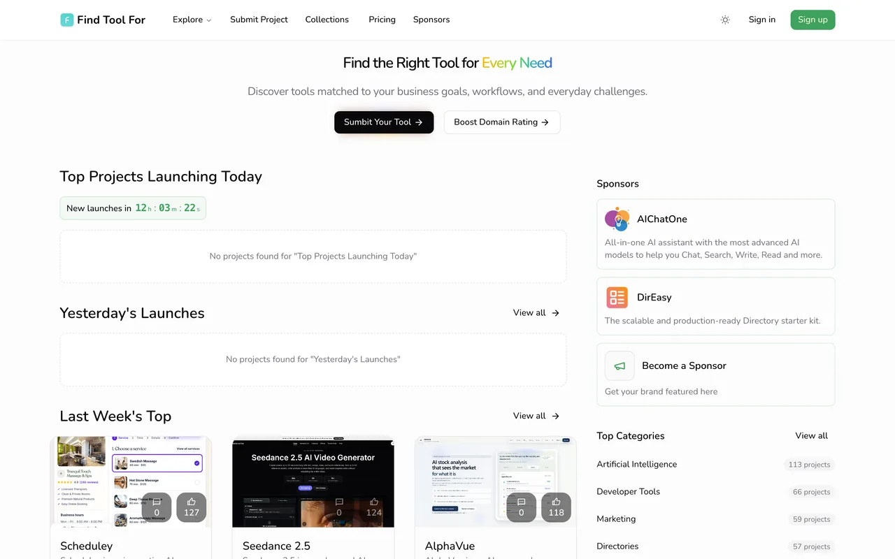 Find Tool For homepage