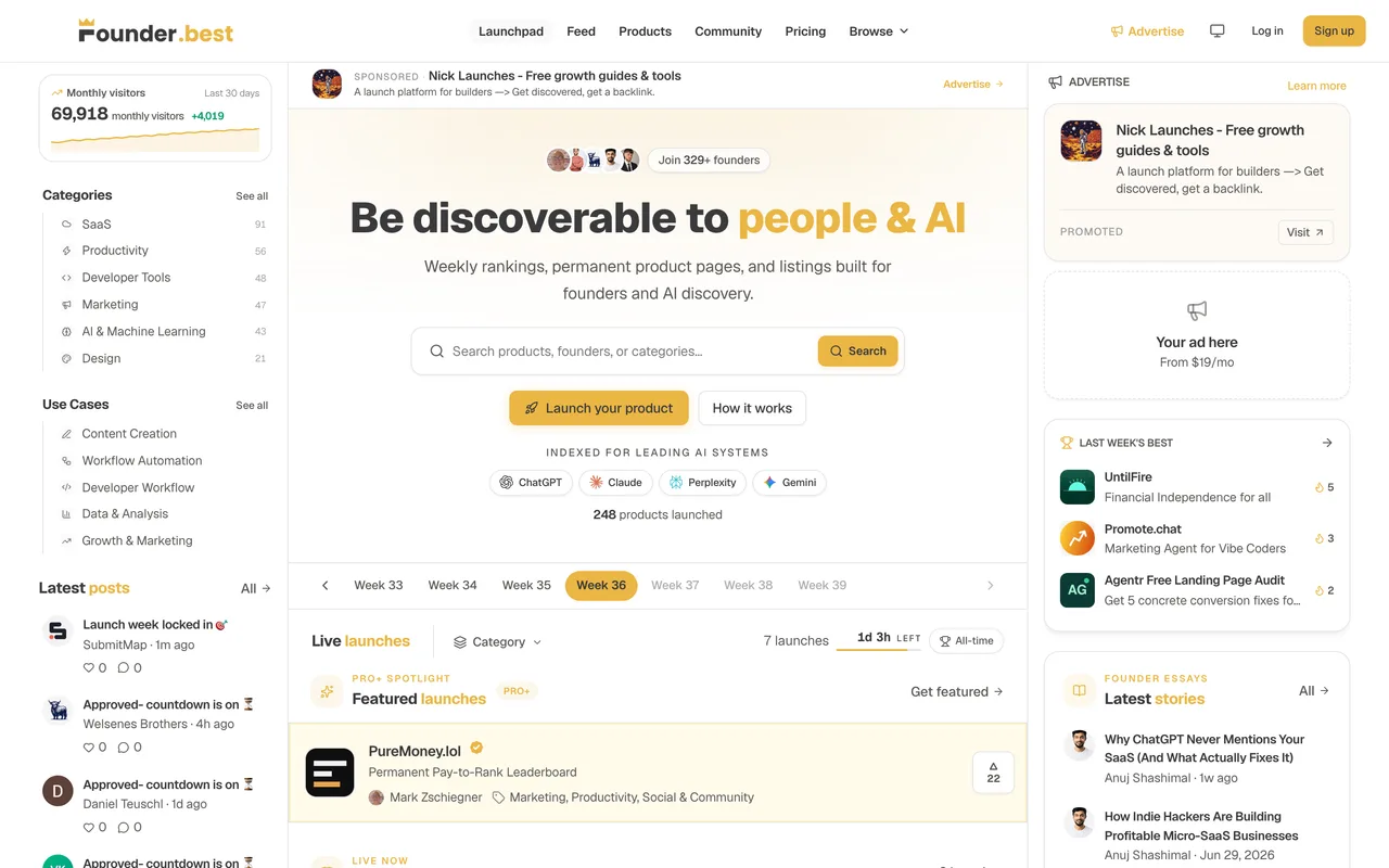 Founder.best homepage