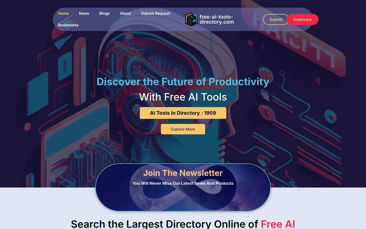 Free AI Tools Directory homepage