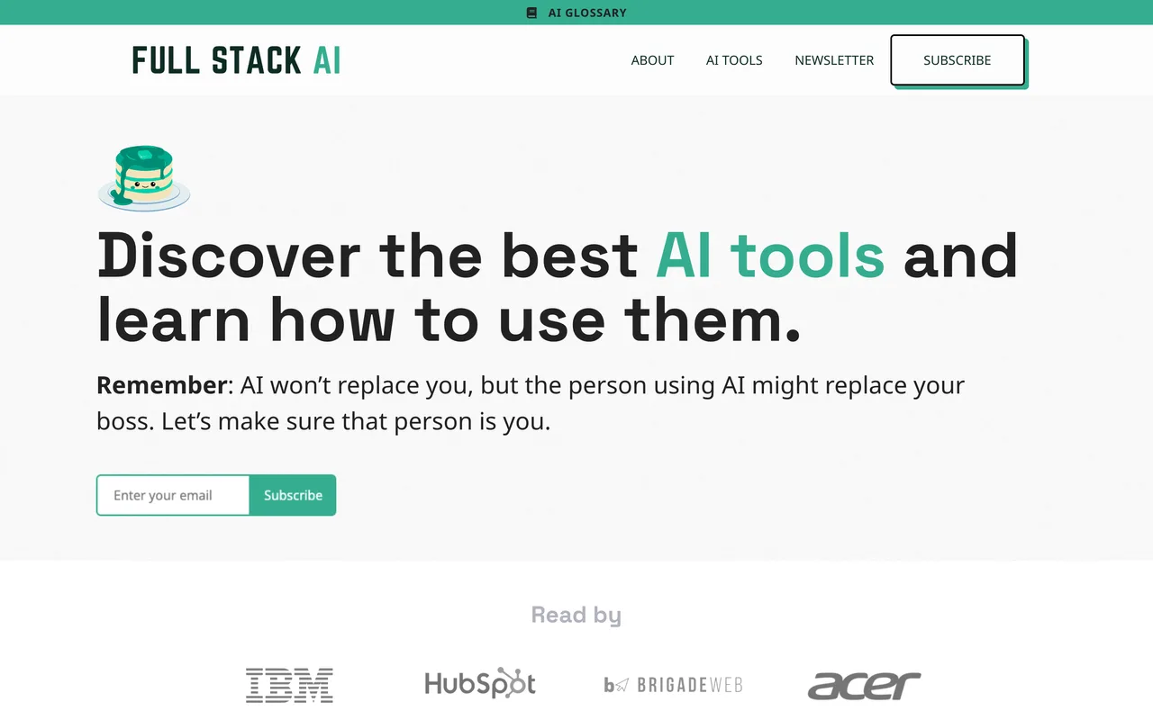 Full Stack AI homepage