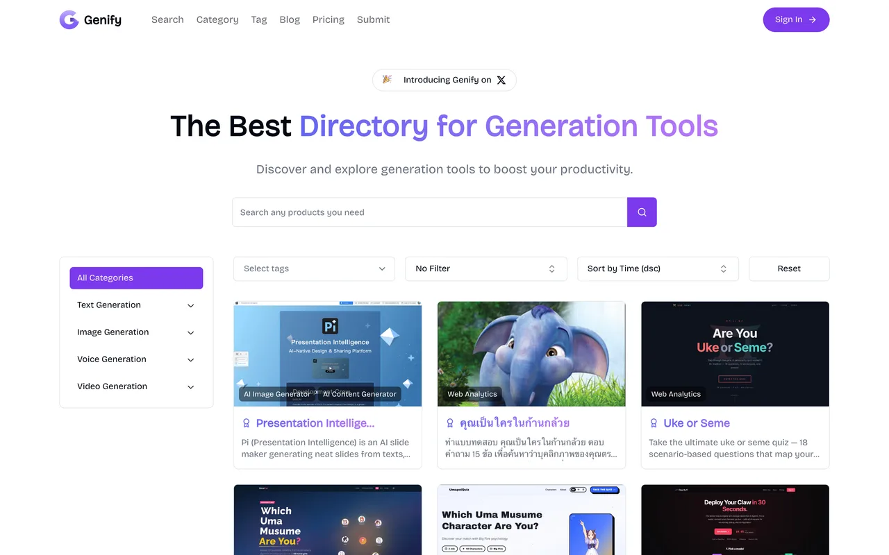 Genify homepage