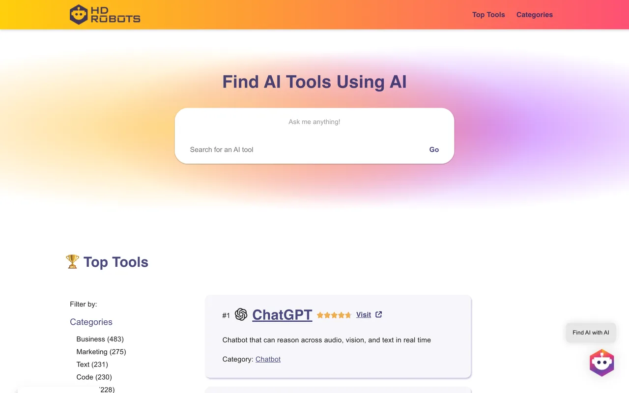 HD Robots homepage