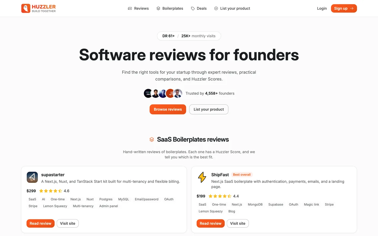 Huzzler homepage