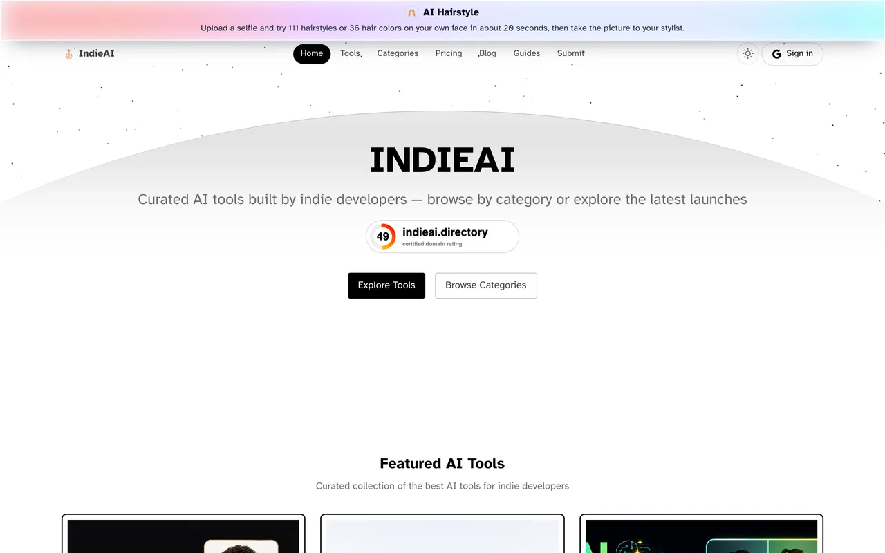 IndieAI homepage