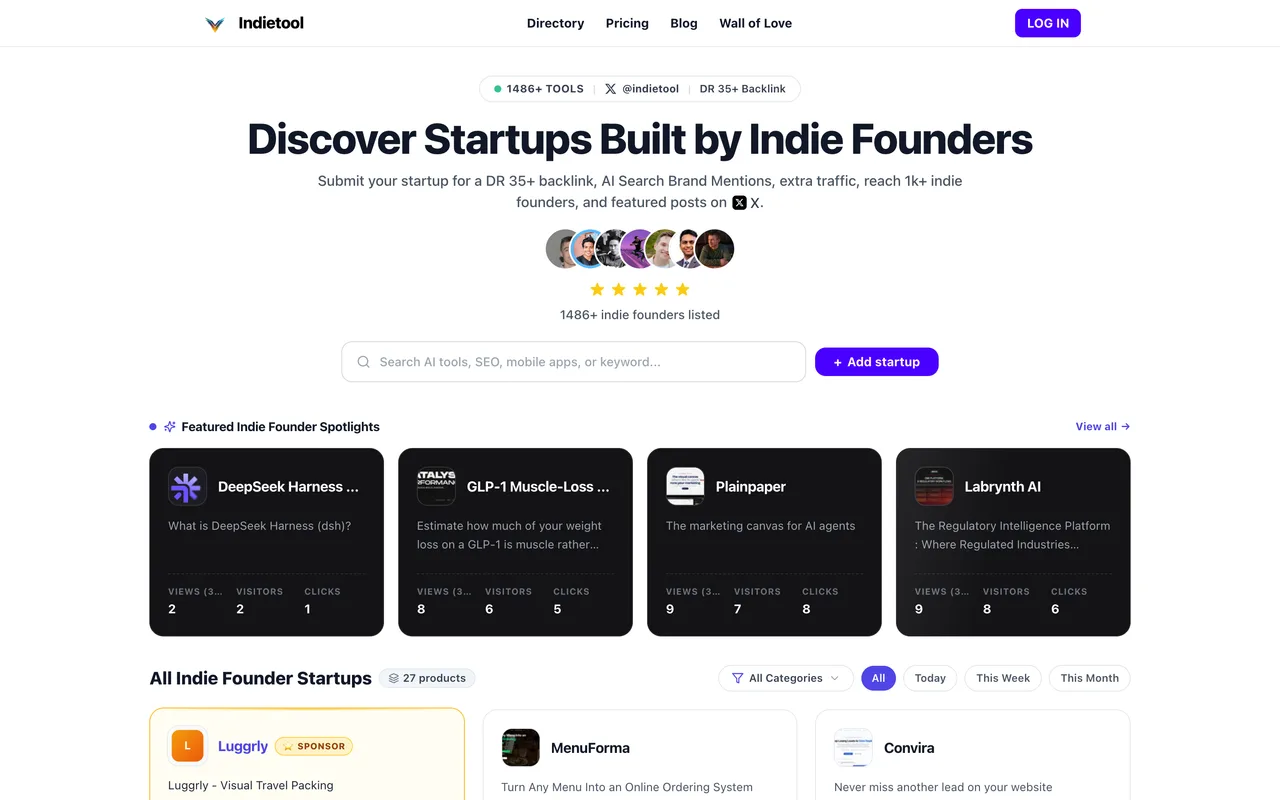 IndieTool homepage