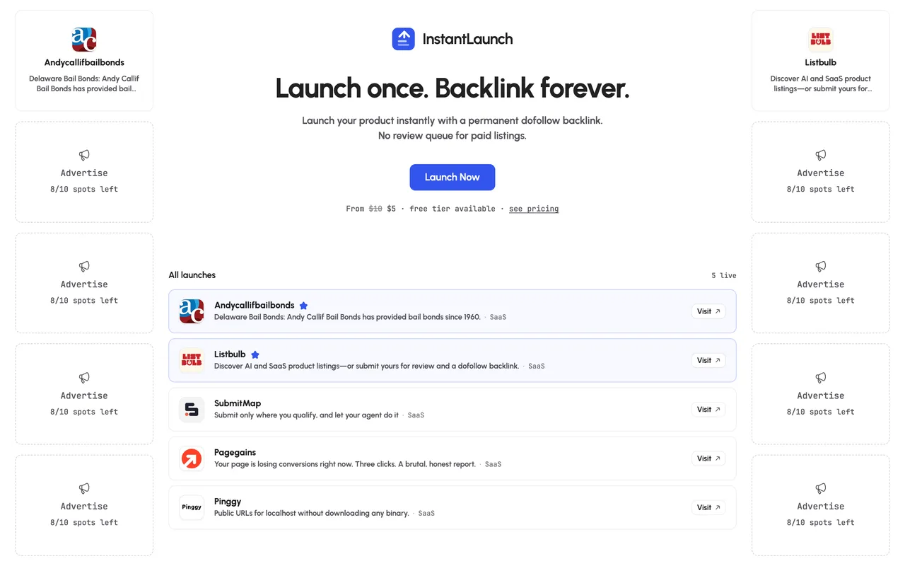 InstantLaunch homepage