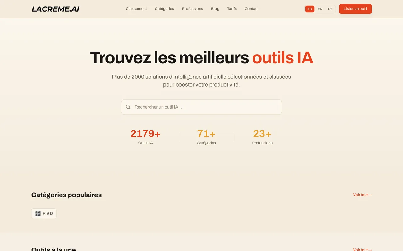 Lacreme.ai homepage