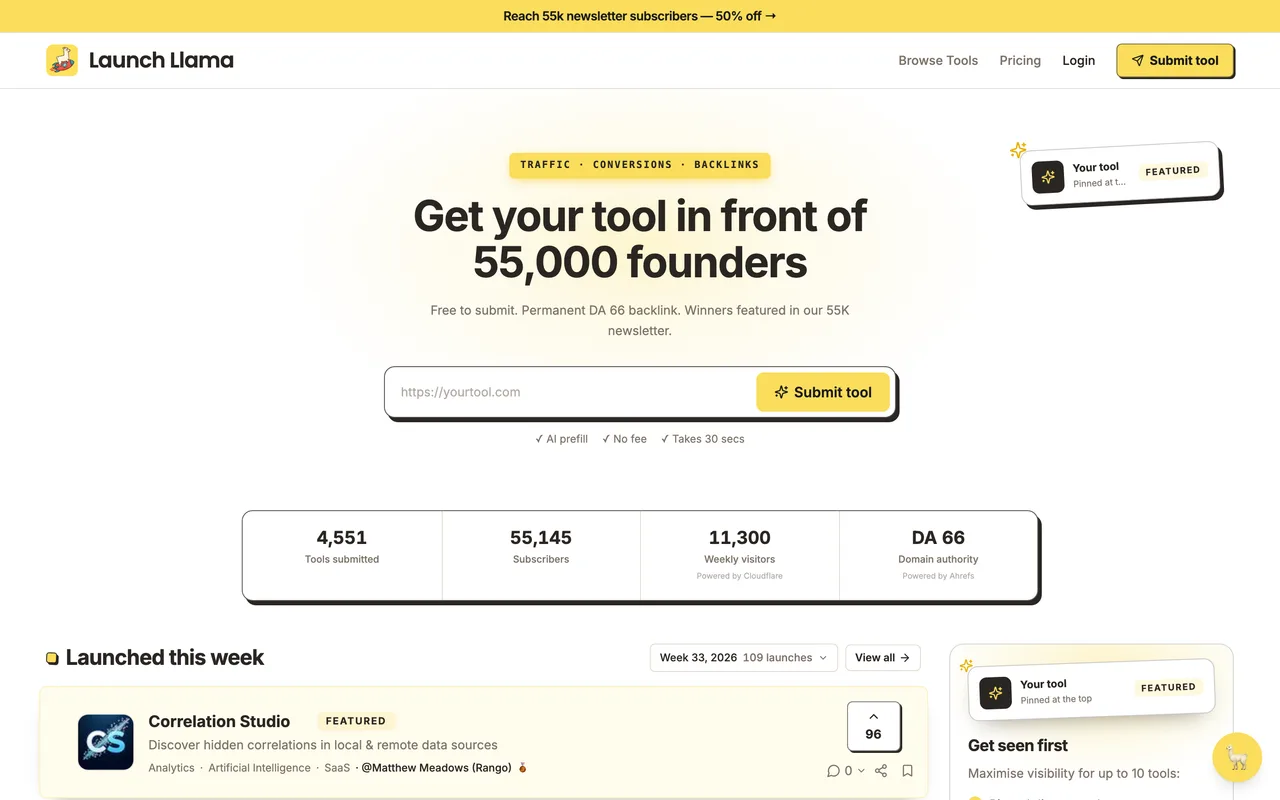 Launch Llama homepage