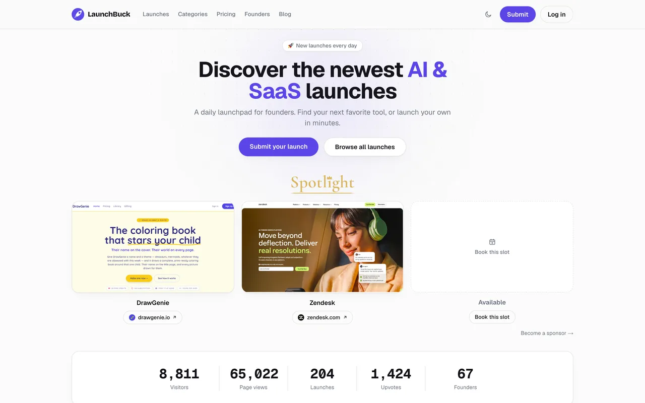 LaunchBuck homepage