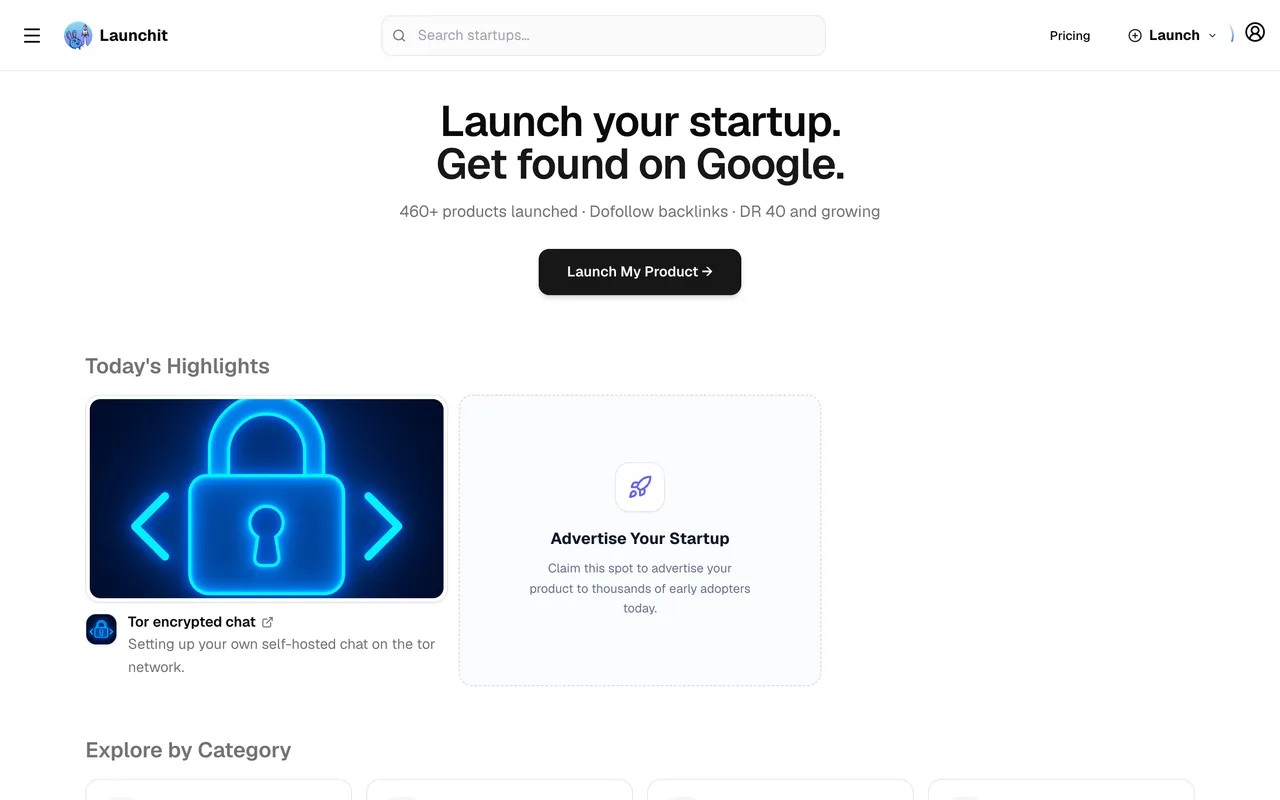 Launchit homepage