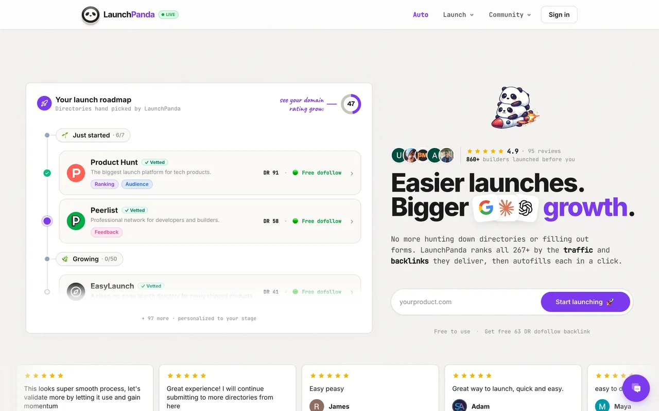 LaunchPanda homepage