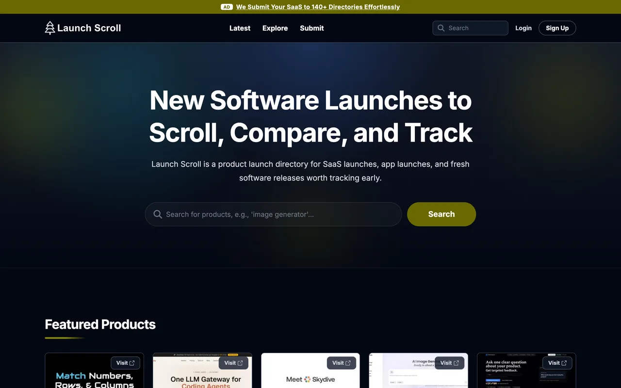 Launch Scroll homepage