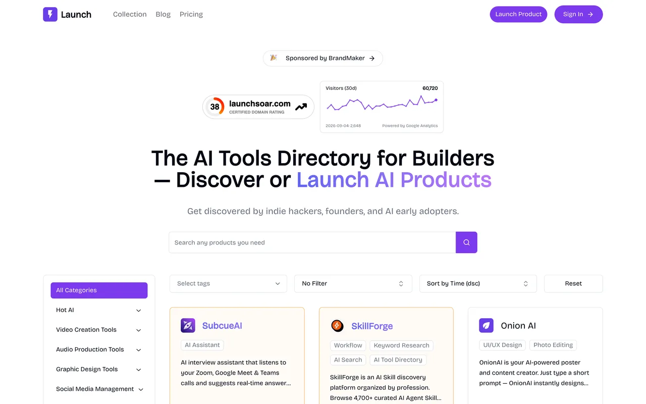 Launch homepage