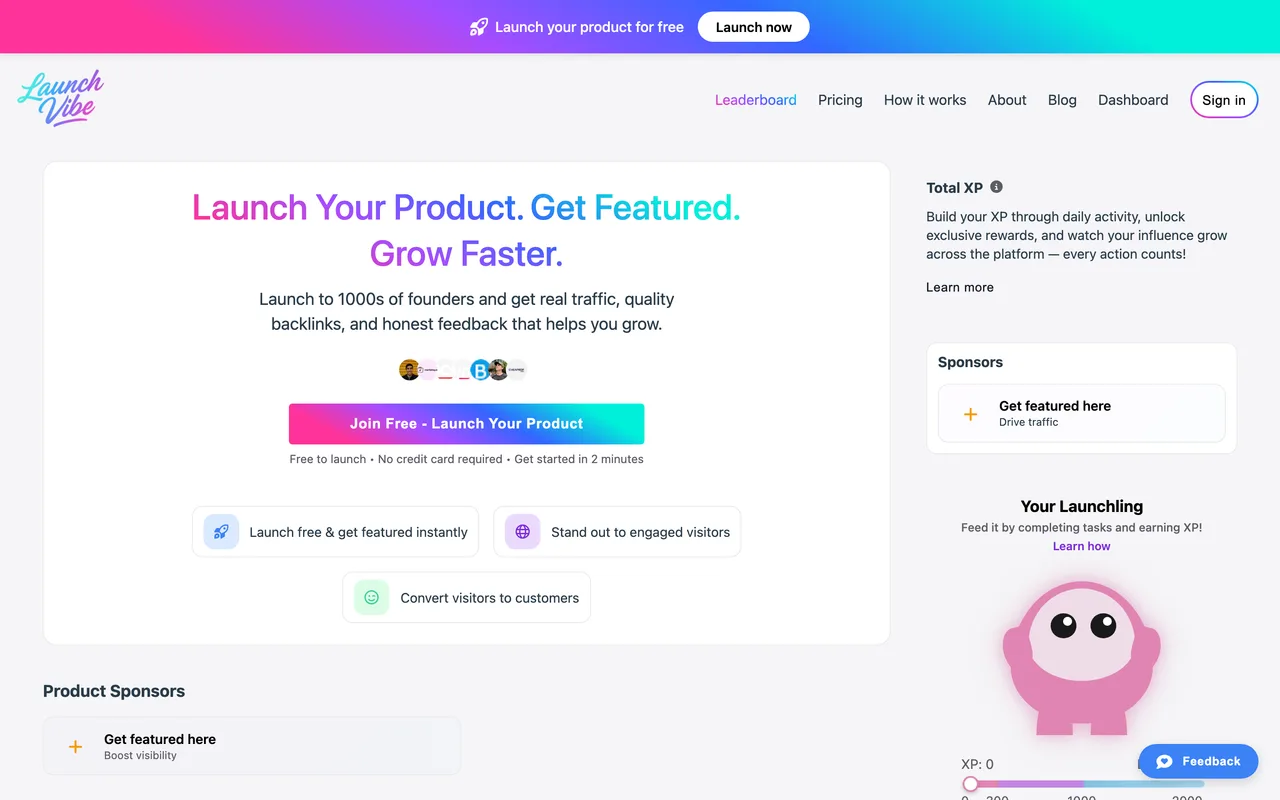 LaunchVibe homepage