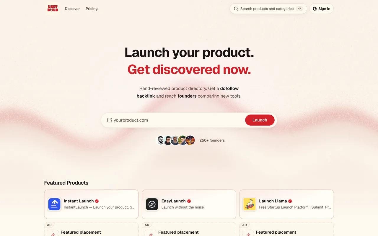 List Bulb homepage