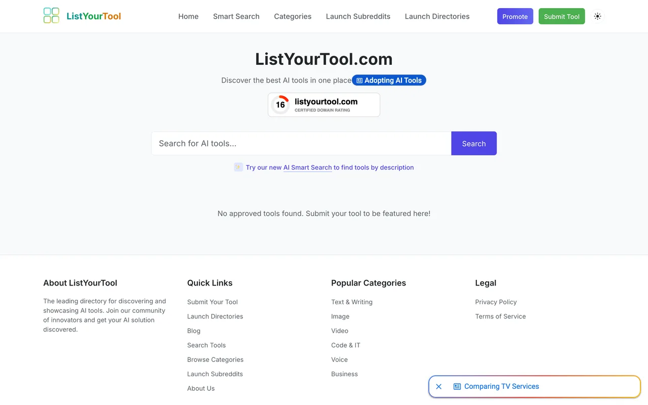 ListYourTool homepage