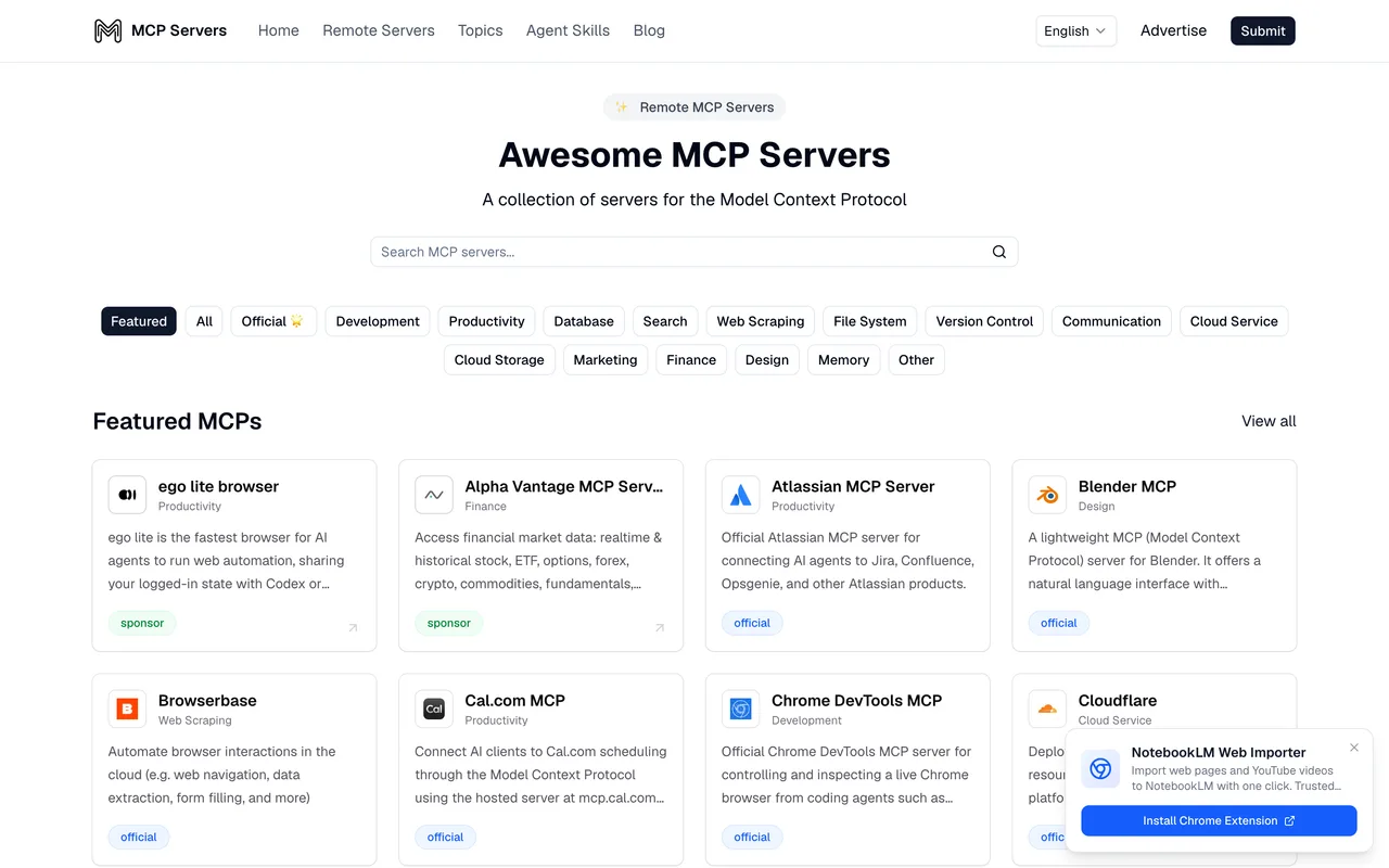 MCP Servers homepage