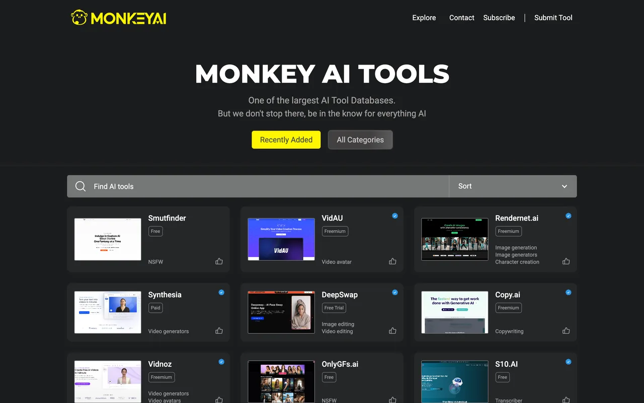 Monkey AI Tools homepage