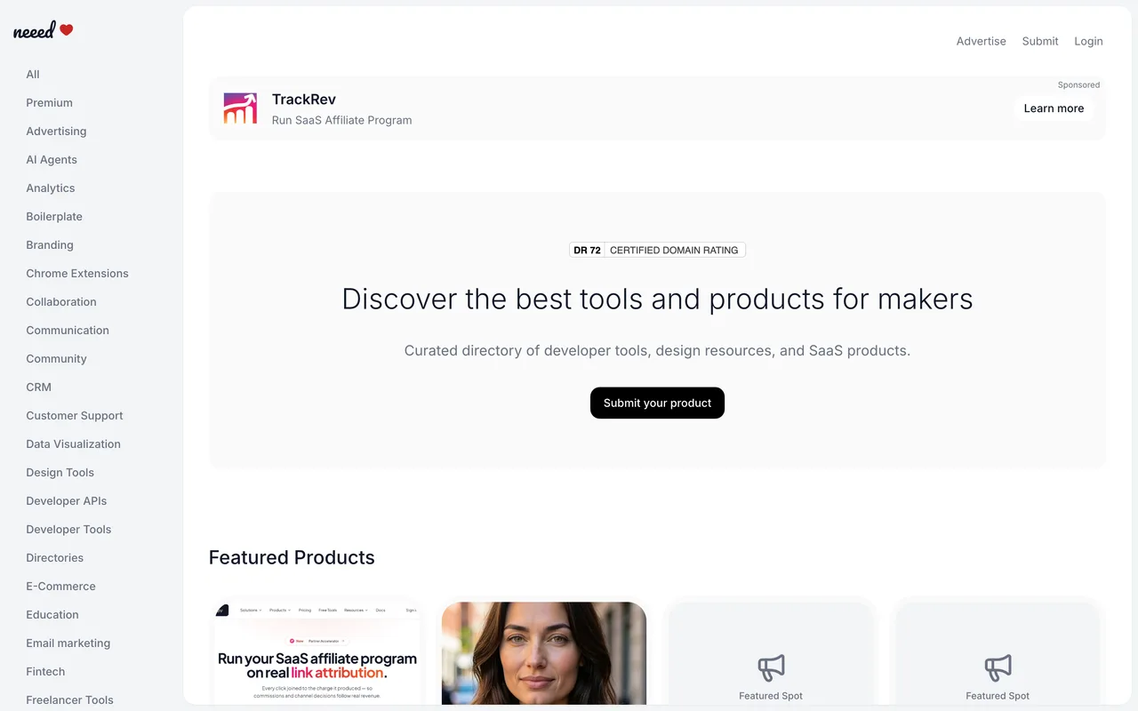 Neeed Directory homepage