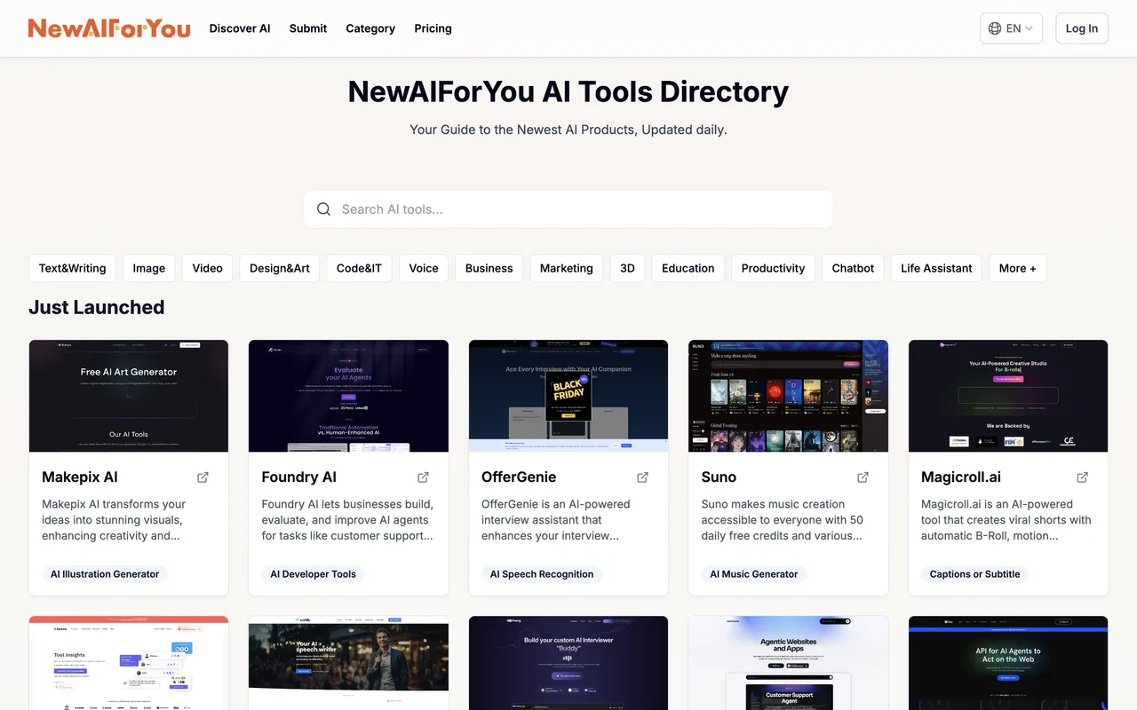 NewAIForYou homepage